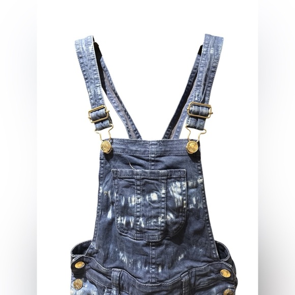 3/$20 Justice Girls Size 8 Tie-Dye Denim Shortalls Overalls Adjustable Straps - Picture 2 of 5